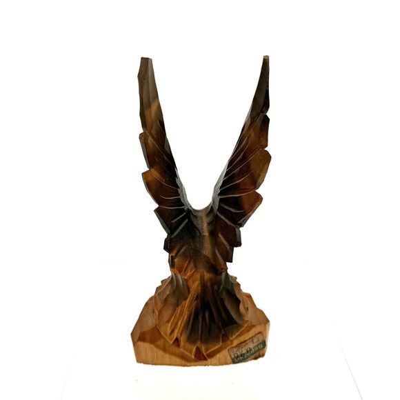 Vintage Hand Carved Wooden Wood Eagle Figurine Sculpture Mid Century - Picture 5 of 12